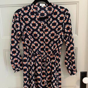 Navy Shirt Dress with orange crab print Crown & Ivy 2P